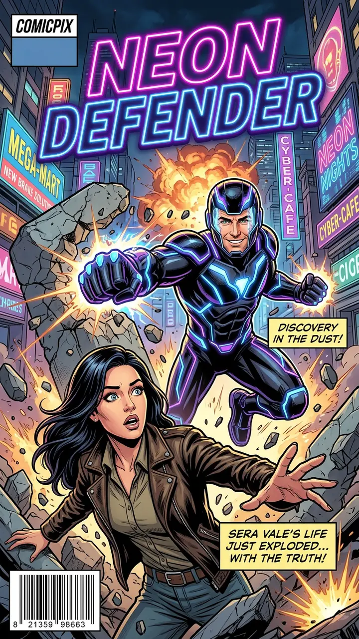 Neon Defender — superhero comic cover