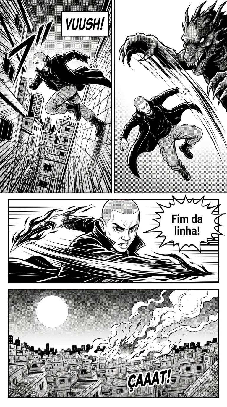 Lâmina de Sombra — page 3: Rafa sprints up a wall, speed lines.