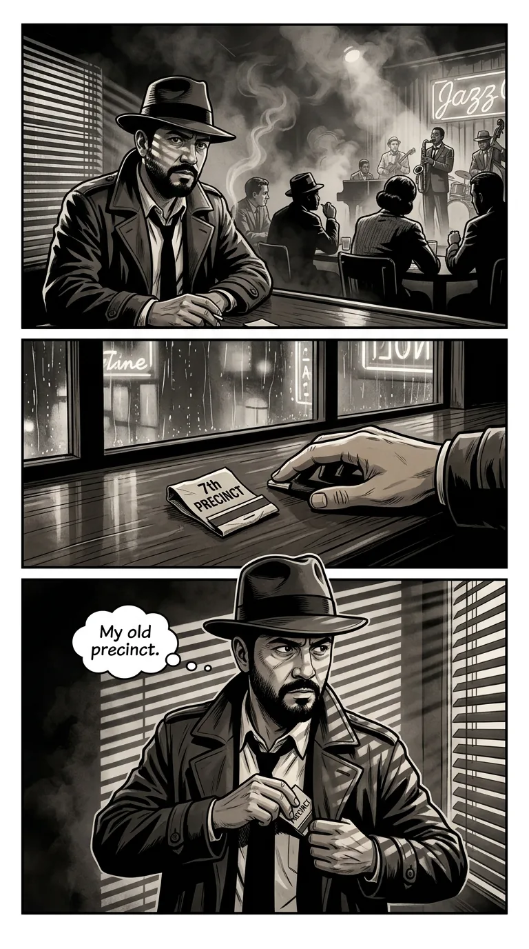 The Midnight Case — page 2: A smoky jazz club; nobody looks at Diego.